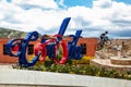 Combita, Boyaca, Colombia - 8th of August 2023: Combita sign and the Life-size monument in honor of the famous cyclist Nairo