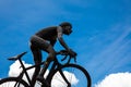 COMBITA, COLOMBIA - AUGUST 2023. Life-size monument in honor of the famous cyclist Nairo Quintana in the main square of the