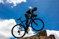 COMBITA, COLOMBIA - AUGUST 2023. Life-size monument in honor of the famous cyclist Nairo Quintana in the main square of the