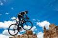 COMBITA, COLOMBIA - AUGUST 2023. Life-size monument in honor of the famous cyclist Nairo Quintana in the main square of the