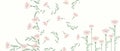 A combo of bright posters with pastel flowers and green leaves. Postcards Spring flowering. Ideal for banners, cards