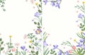 Combo of bright posters with spring flowers, tulip, crocus, lavender and green leaves. Postcards Spring flowering. Ideal