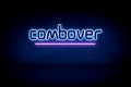 Combover - blue neon announcement signboard Royalty Free Stock Photo