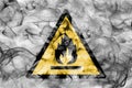 Combustible and flammable materials hazard warning smoke sign. T Royalty Free Stock Photo