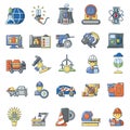 Combustible material icons set, cartoon style Royalty Free Stock Photo