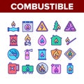 Combustible Products Collection Icons Set Vector