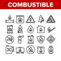 Combustible Products Collection Icons Set Vector