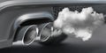 Combustion fumes co2 coming out of car exhaust pipe. Ecology, pollution of environment concept