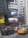 Comcast NBC Universal billboard decorated with Sochi 2014 XXII Olympic Winter Games logo near Times Square in Midtown Manhattan