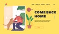 Come Back Home Landing Page Template. Excited Dog Running Towards Their Owner At Home, Wagging Tail Royalty Free Stock Photo