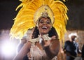 Come and dance the night away with me. Portrait of a samba dancer performing in a carnival.