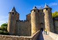 Come in and discover Carcassonne ramparts fortress architecture Royalty Free Stock Photo