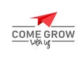 Come grow with us. Illustration and title for a recruitment ad. Recruitment, team building and personal growth concept
