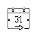 Black line icon for Come, date and arrive