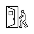 Black line icon for Come, door and enter