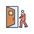 Color illustration icon for Come, door and enter