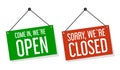 Come in we are open and sorry we are closed Royalty Free Stock Photo