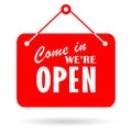 Come in we are open vector sign Royalty Free Stock Photo