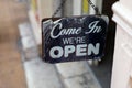 Come in We`re OPEN, Metal Tin Sign Royalty Free Stock Photo