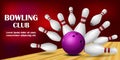 Come to bowling banner, realistic style Royalty Free Stock Photo