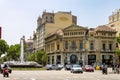 Comedia Theater and cinema with a fountain in front of it in Barcelona, Catalonia, Spain. Royalty Free Stock Photo