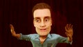 Comedian on stage one man show humorist performer mime gesturing toon 3D illustration