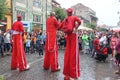 Comedians on stilts Royalty Free Stock Photo