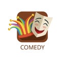 Comedy cinema or theatre genre, cinematography, movie production vector Illustration