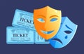 Tickets and Masks of Drama and Comedy Plays Vector