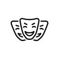 Black line icon for Comedy, entertainment and mask Royalty Free Stock Photo