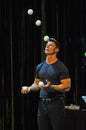 Comedy juggler performing