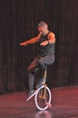 Comedy juggling and unicycle act show Royalty Free Stock Photo