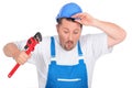 Plumber with a wrench Royalty Free Stock Photo