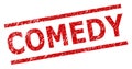 COMEDY Red Grunged Seal with Parallel Lines Royalty Free Stock Photo