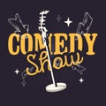 Comedy Show Design With Old Fashioned Microphone.