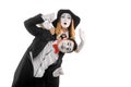 Comedy show of two mimes Royalty Free Stock Photo