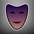 Comedy theatrical masks. Vector. Violet gradient icon with black Royalty Free Stock Photo