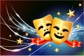 Comedy and Tragedy Masks on Abstract Modern Light Background Royalty Free Stock Photo