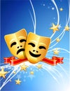 Comedy and Tragedy Masks on Abstract Modern Light Background Royalty Free Stock Photo