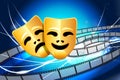 Comedy and Tragedy Masks on Abstract Modern Light Background Royalty Free Stock Photo