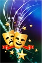 Comedy and Tragedy Masks on Abstract Modern Light Background Royalty Free Stock Photo