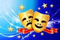 Comedy and Tragedy Masks on Abstract Modern Light Background Royalty Free Stock Photo