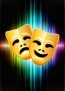 Comedy and Tragedy Masks on Abstract Spectrum Background Royalty Free Stock Photo