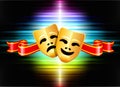 Comedy and Tragedy Masks on Abstract Spectrum Background Royalty Free Stock Photo