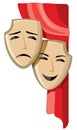 Comedy and tragedy theater masks illustration