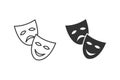 Comedy and tragedy theater masks vector illustration