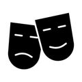 Comedy and tragedy theatre masks silhouette icon. Vector illustration Royalty Free Stock Photo