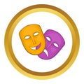 Comedy and tragedy theatrical masks vector icon Royalty Free Stock Photo