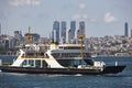 Comercial maritime traffic in the bosphorus strait. Modern Istanbul. Turkey