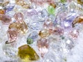 Close-up shots of colorful sparkling crystals